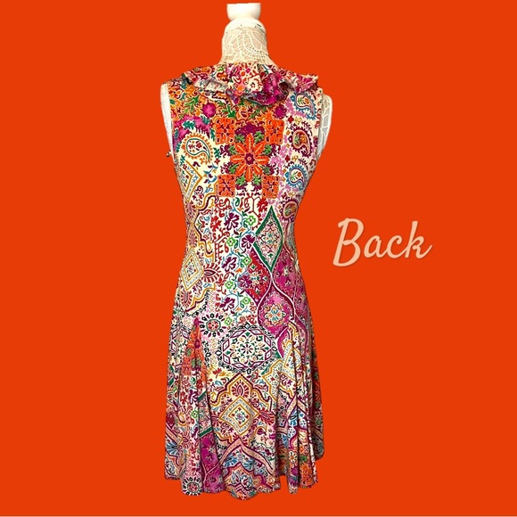 Vintage 90s Y2K Ralph Lauren Sleeveless A-line Dress Floral Paisley Medium. - Picture 7 of 12